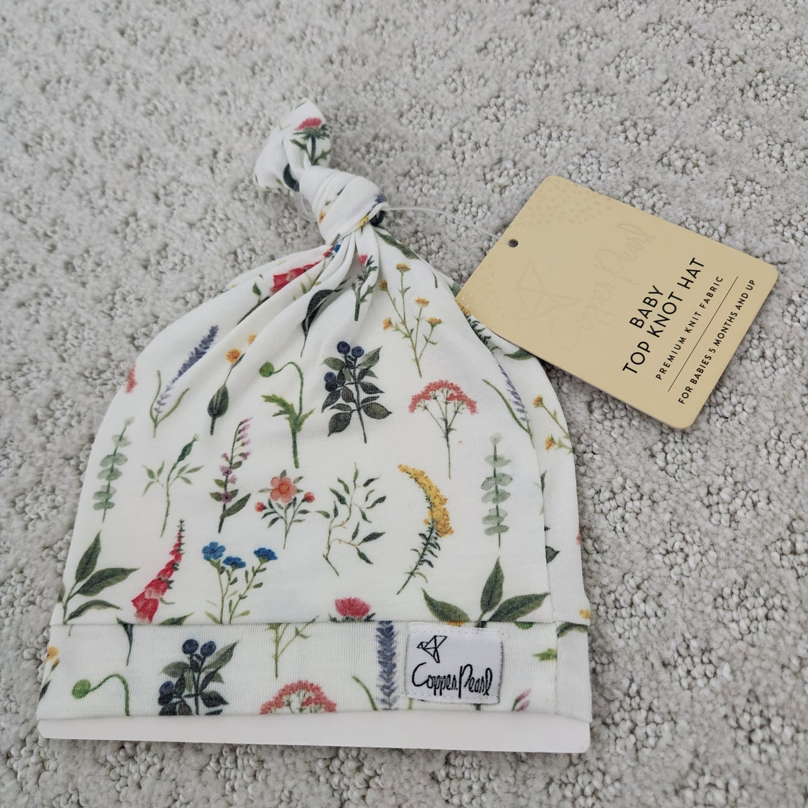 Nwt Baby Top Knot Hat Wildflower Floral Premium Knit Beanie 5 Months+ — image 6 of 7